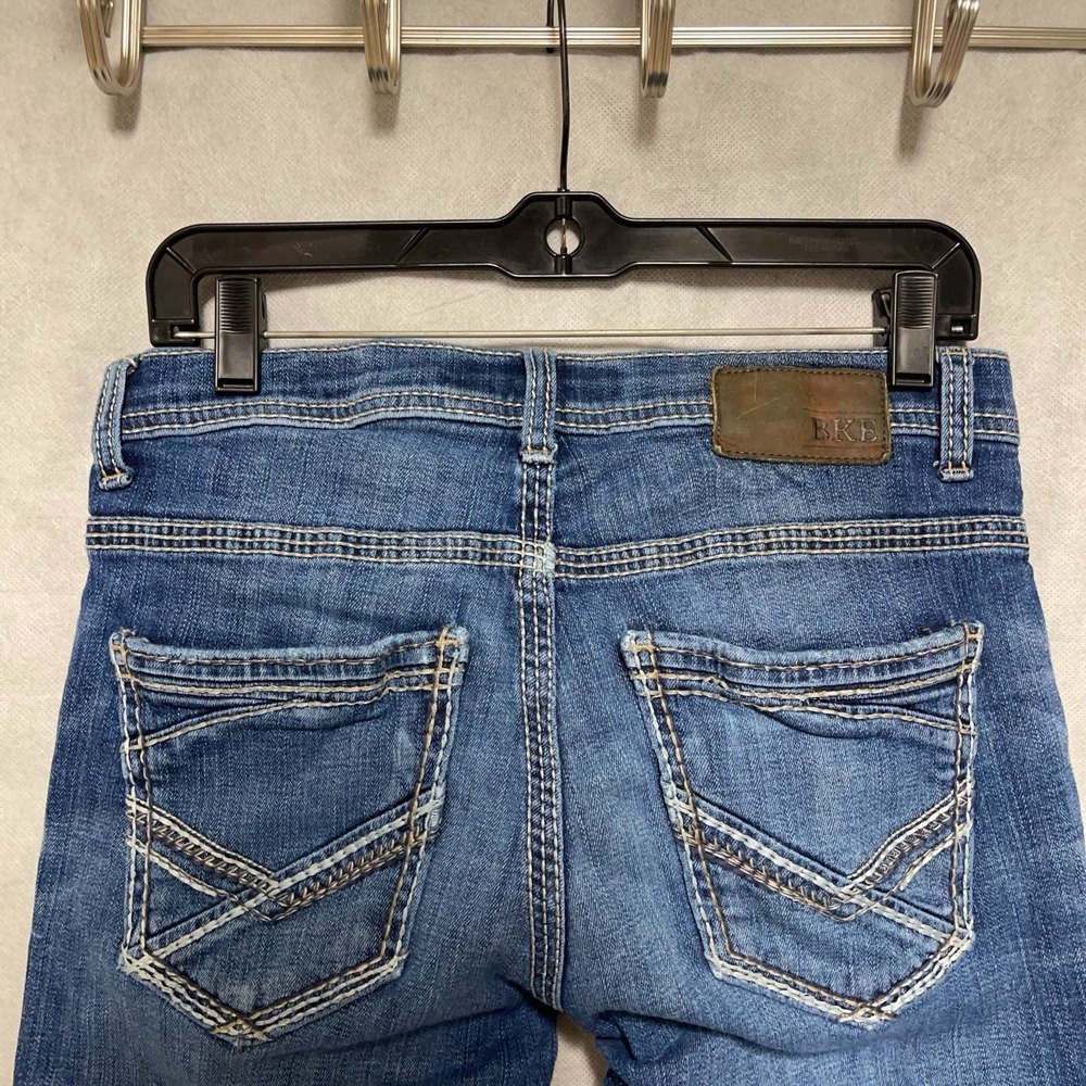 BKE Jeans Men's 30X36 Alec Buckle Denim Distressed Straight Whiskered Stone 30XL